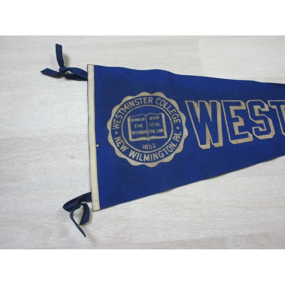 Vintage Circa 1940s Westminster Flocked Felt Style Pennant by Chicago Pennant Co